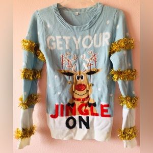 Get your jingle on Christmas sweater with bells size medium